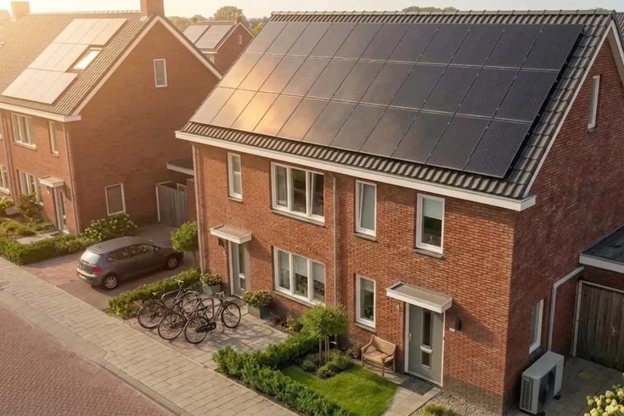 Nederlandse woning met zonnepanelen op het dak